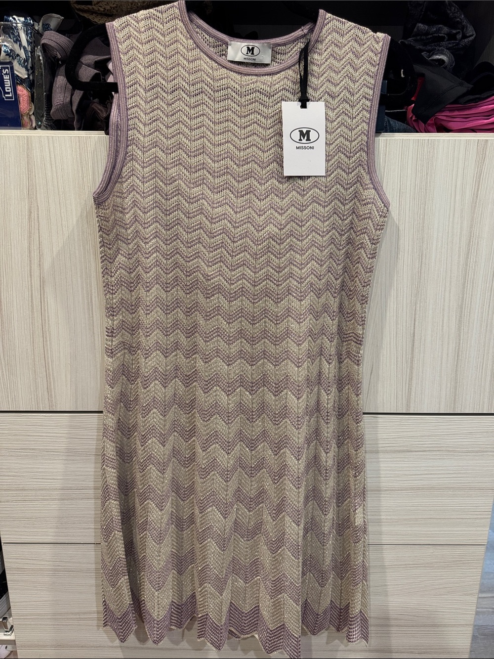 Missoni Lavender & Cream Chevron Knit Sleeveless Dress - Picture 1 of 9